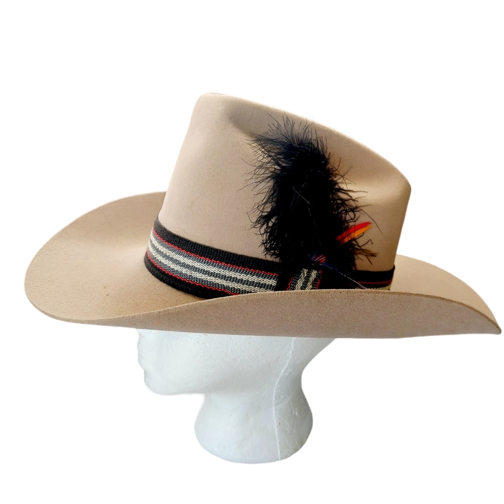 VTG Trail Ridge Dynafelt Water Repellent Fur Blend Cowboy Feather Western Hat